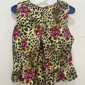 Floral Leopard Print Blouse
